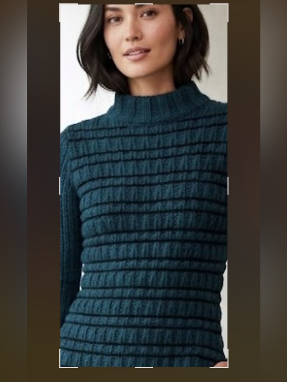 Theory Teal Blue Ribbed Wool & Alpaca Mock Neck Sweater. Like new
